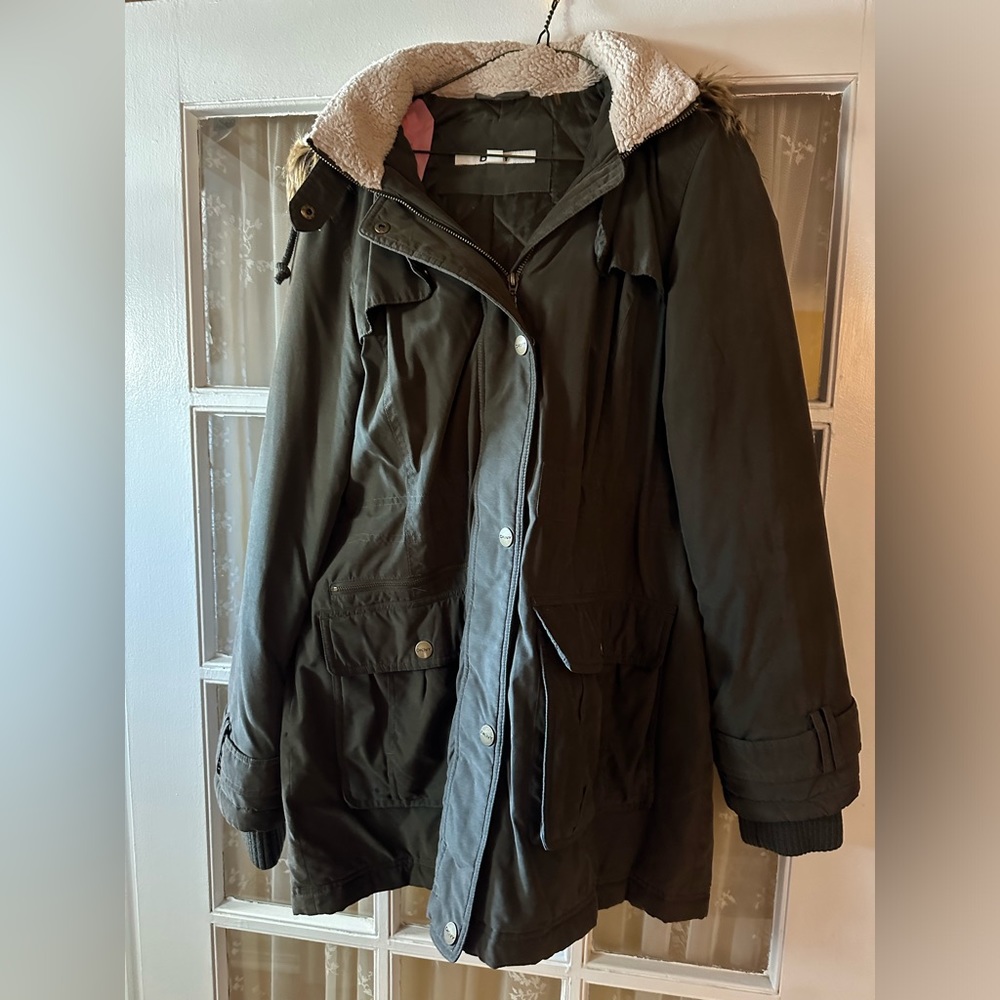 DKNY army green coat